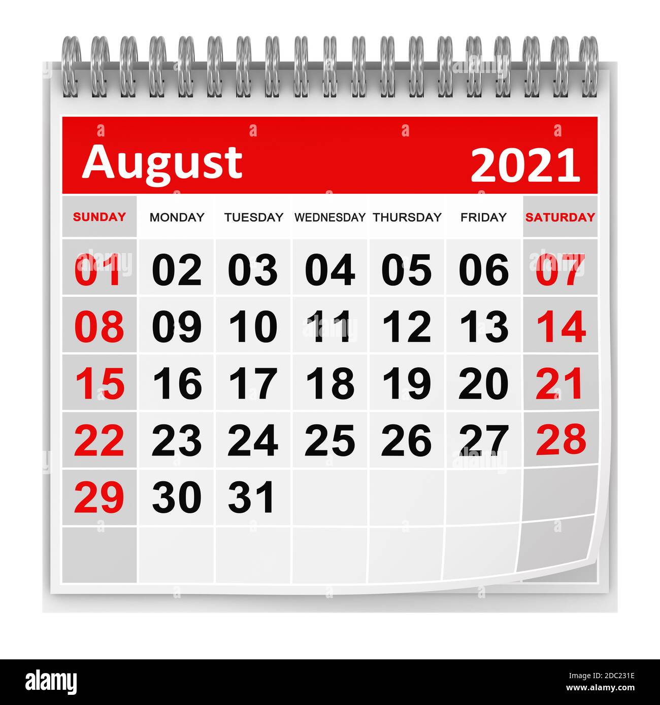 August 2021 , This is a 3d rendered computer generated image. Isolated on white. Stock Photo