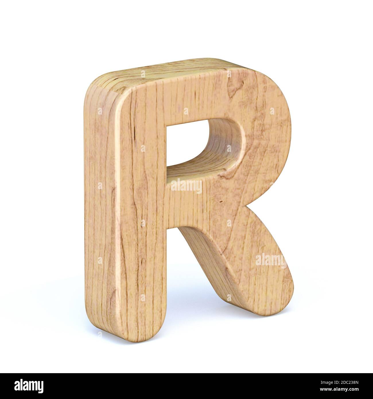 Rounded wooden font Letter R 3D render illustration isolated on white ...