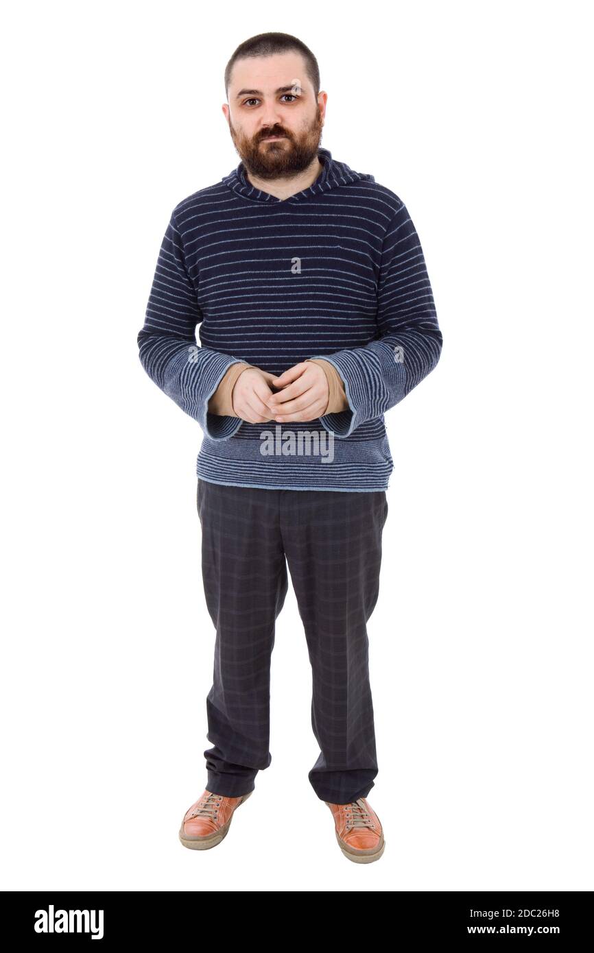 young casual man full body in a white background Stock Photo - Alamy