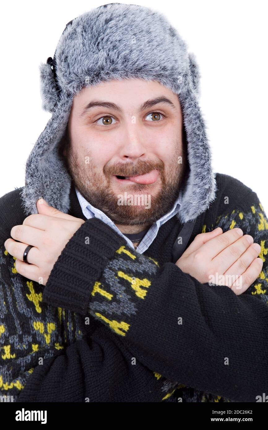 young casual man portrait with a russian hat Stock Photo Alamy