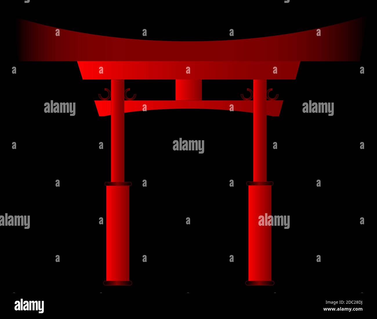 A typical Japanese Tori gate in red and black Stock Photo - Alamy