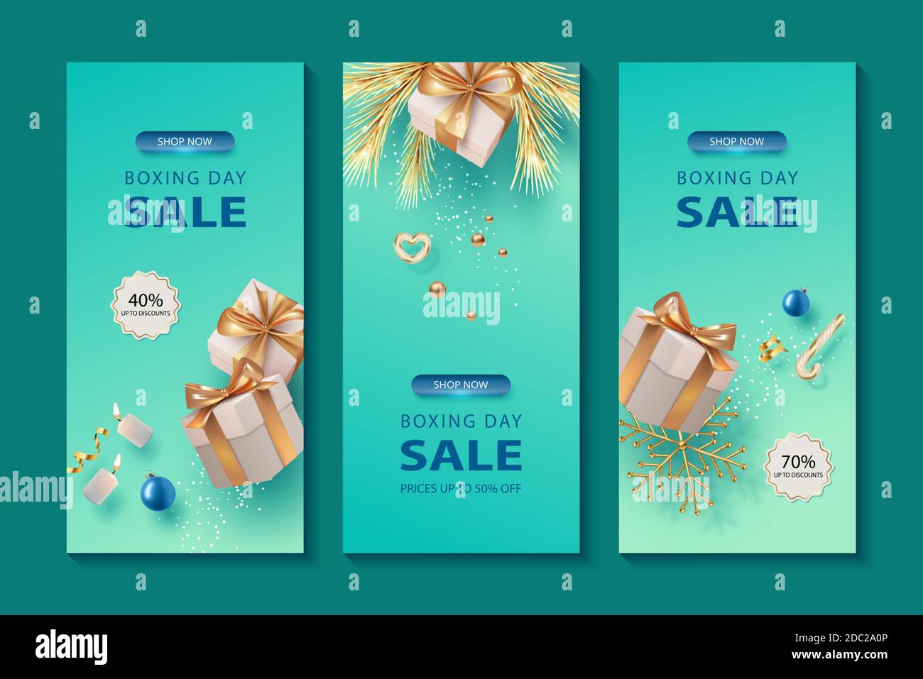Merry Christmas and Happy New Year realistic banner Stock Vector