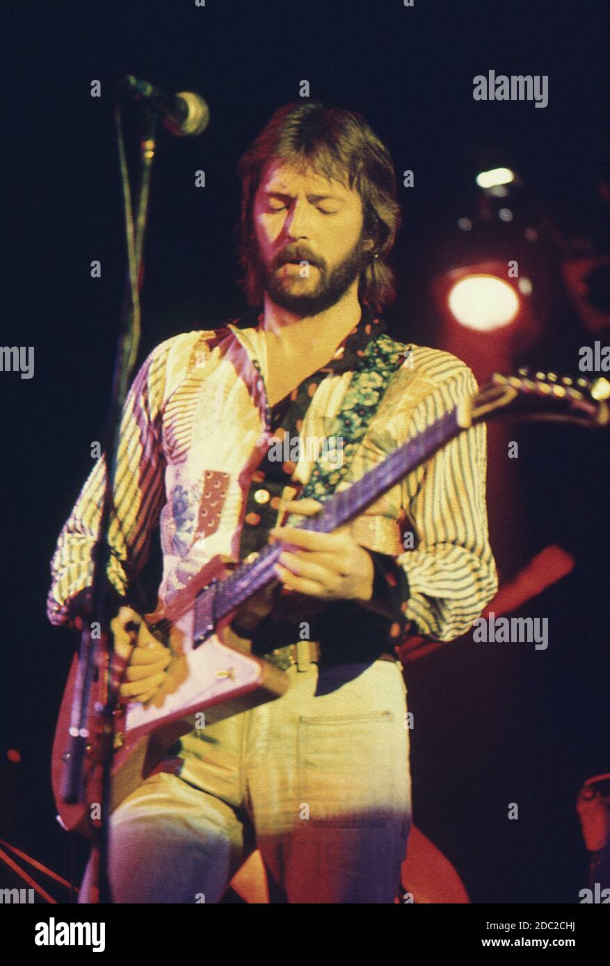 Eric Clapton in concert at Hammersmith Odeon 4th December 1974 Stock Photo