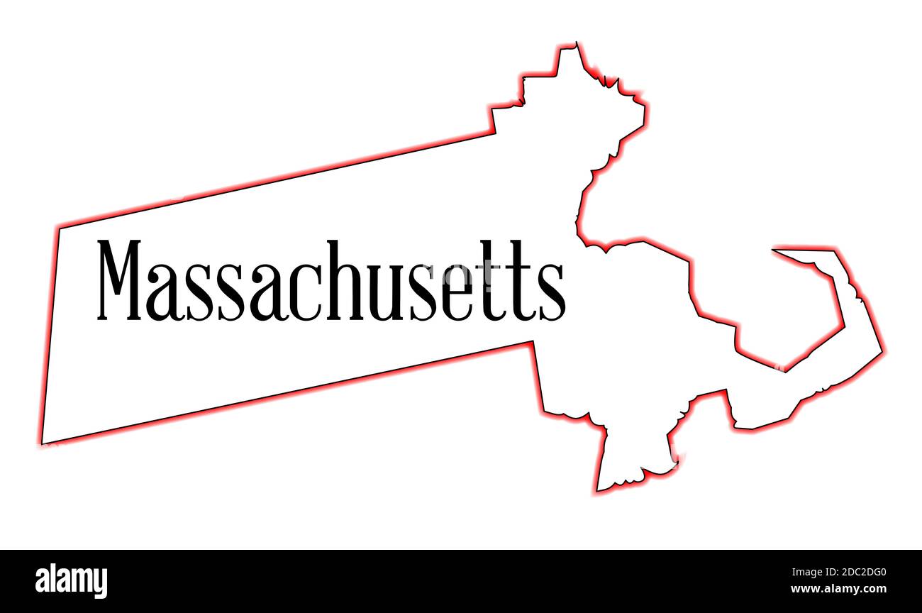 State map outline of Massachusetts over a white background Stock Photo
