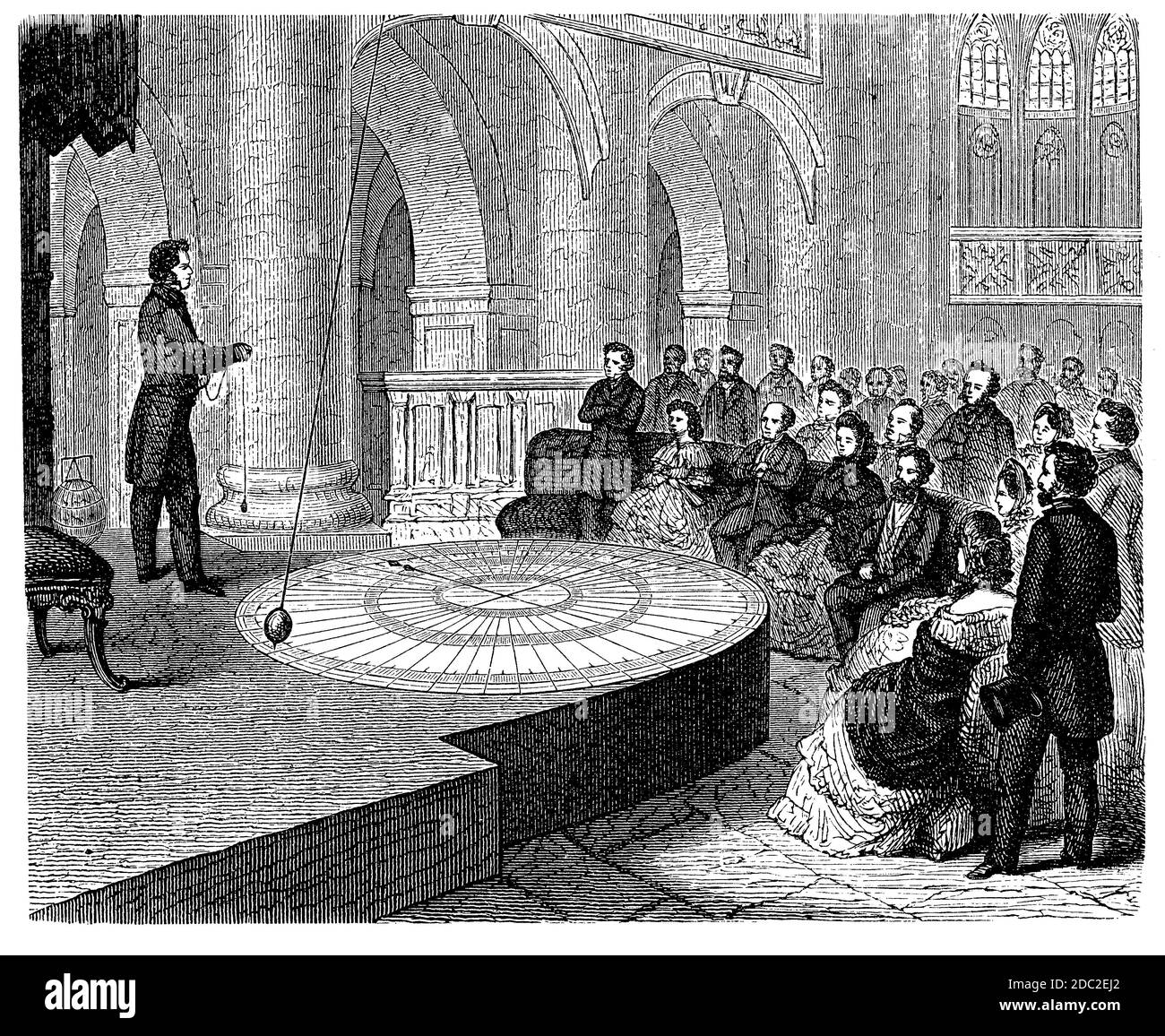Leon Foucault 1852 experiment to demonstrate the Earth's rotation with ...
