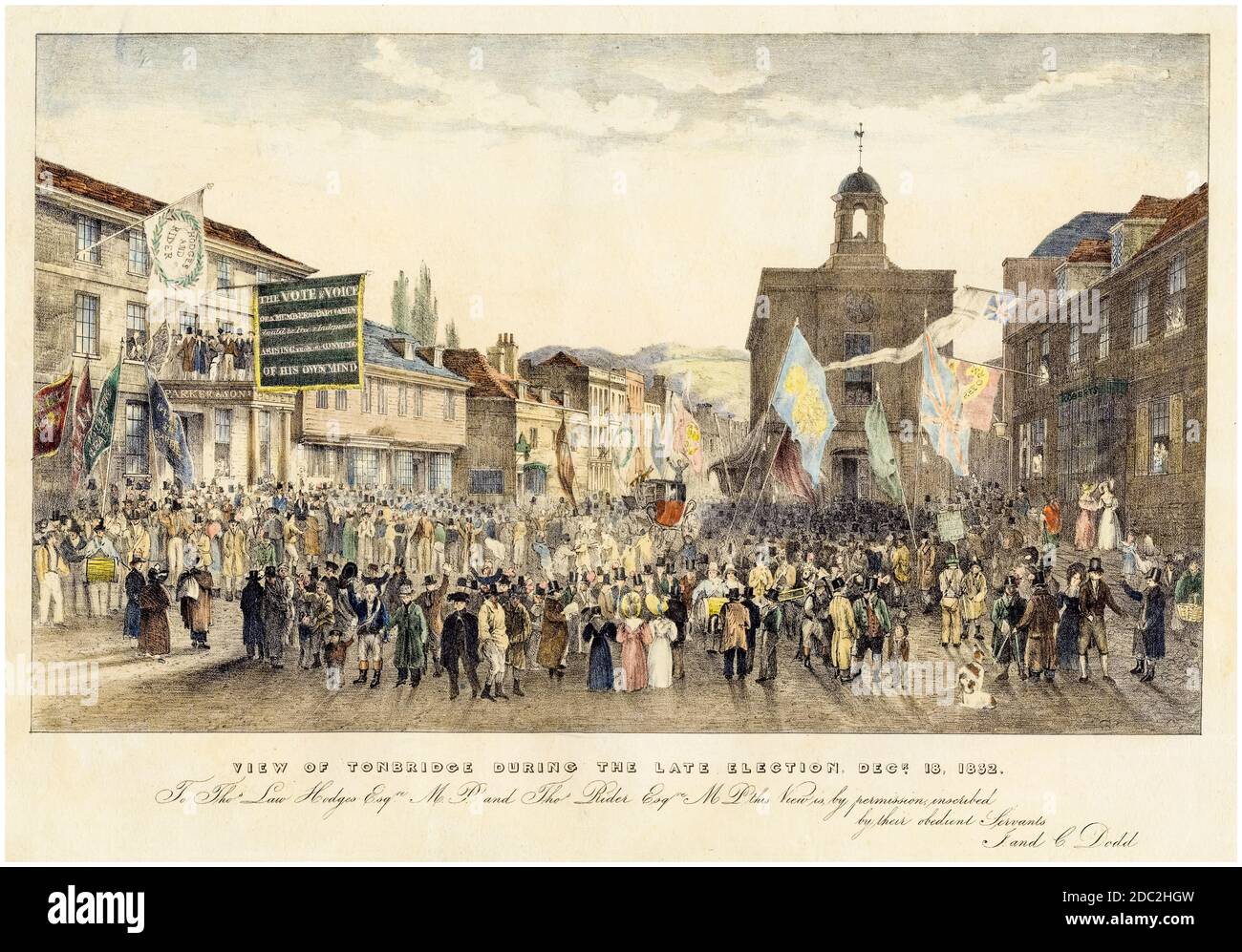 Tonbridge during the late Election on 18th December 1832, print by JJ Dodd, after CT Dodd, after 1832 Stock Photo