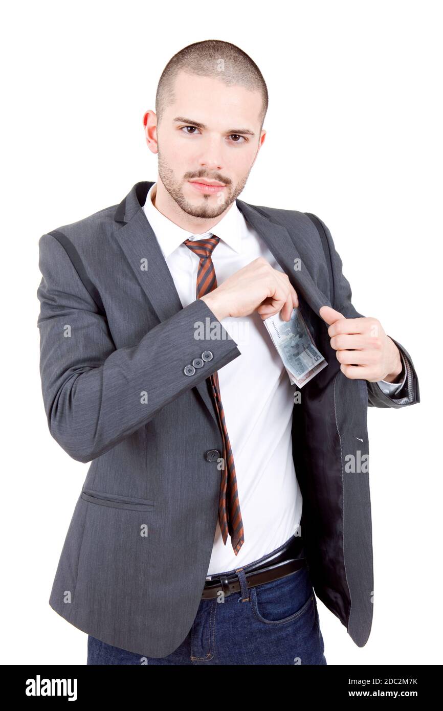 happy young business man with money, isolated Stock Photo - Alamy