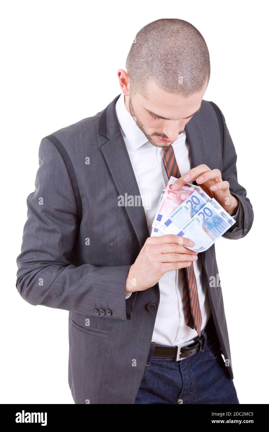 young business man with lots of money, isolated Stock Photo - Alamy