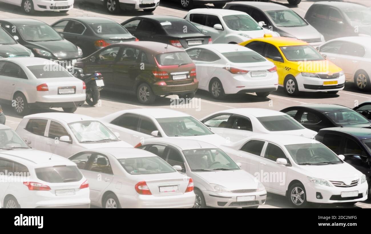 Lots of cars parking at the mall outdoors Stock Photo