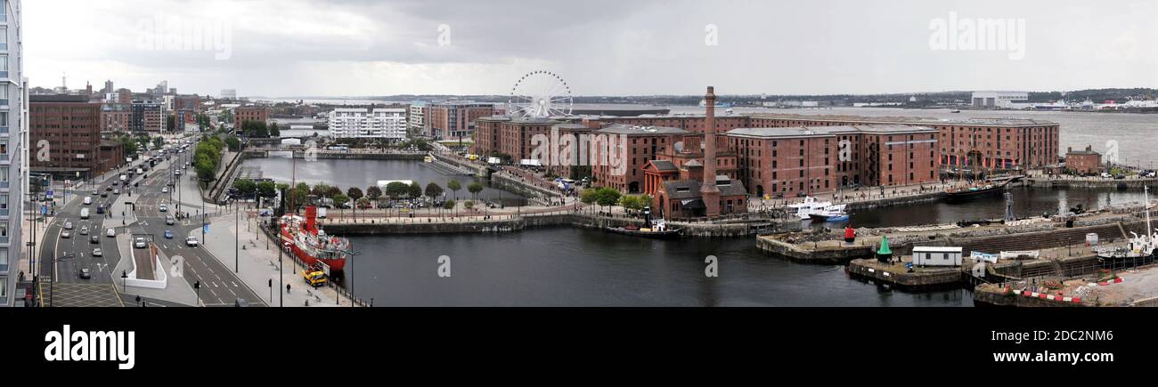 Around the UK - Royal Albert Docks Liverpool, UK, captured from an adjacent building, in June 2011 Stock Photo