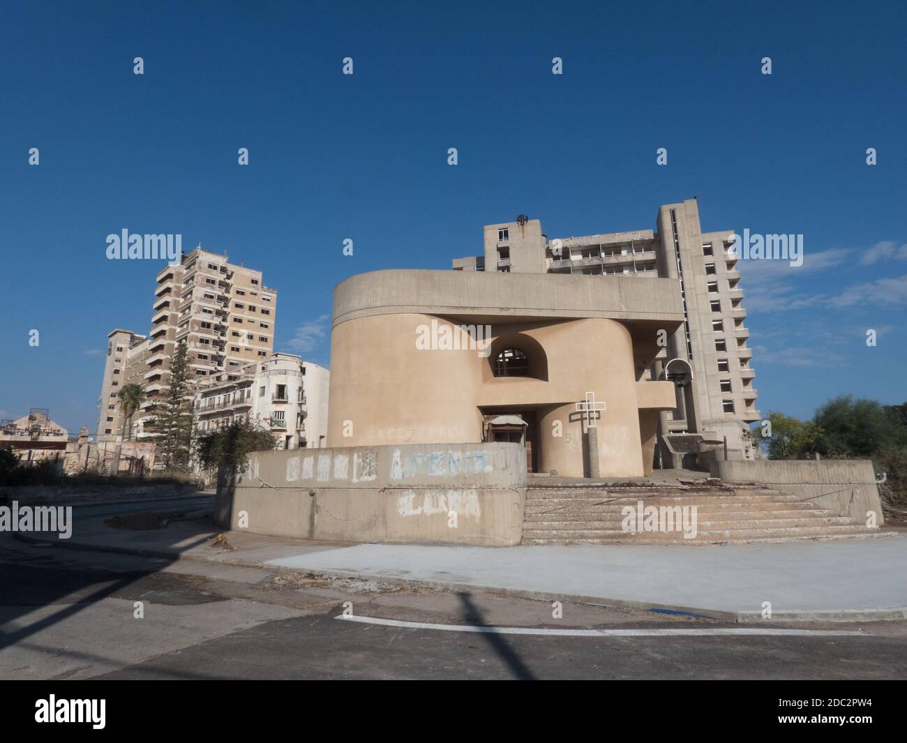 From holiday paradise, to ghost town, Varosha, the Cypriot forbidden city. Pictures Taken November 2020 Stock Photo