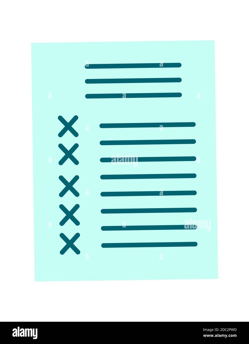 Checklist paper document, agreement cartoon vector illustration isolated Stock Vector