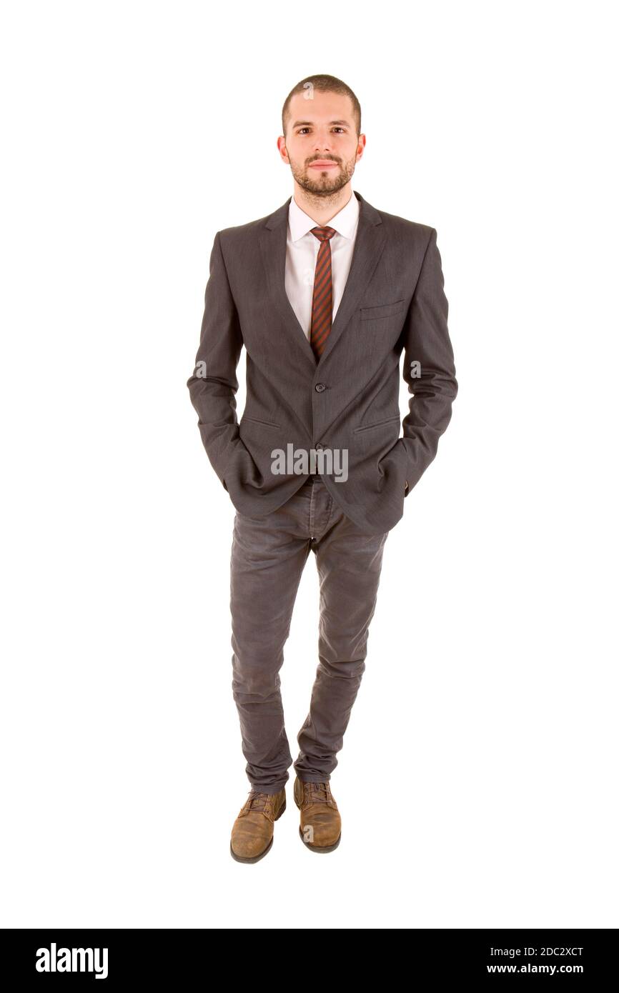 happy young businessman full length, isolated on white Stock Photo - Alamy