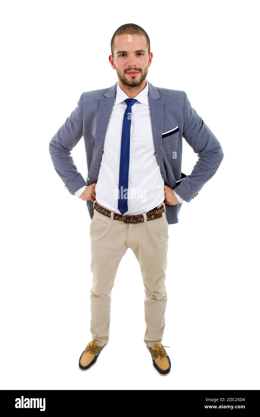 happy young businessman full length, isolated on white Stock Photo - Alamy