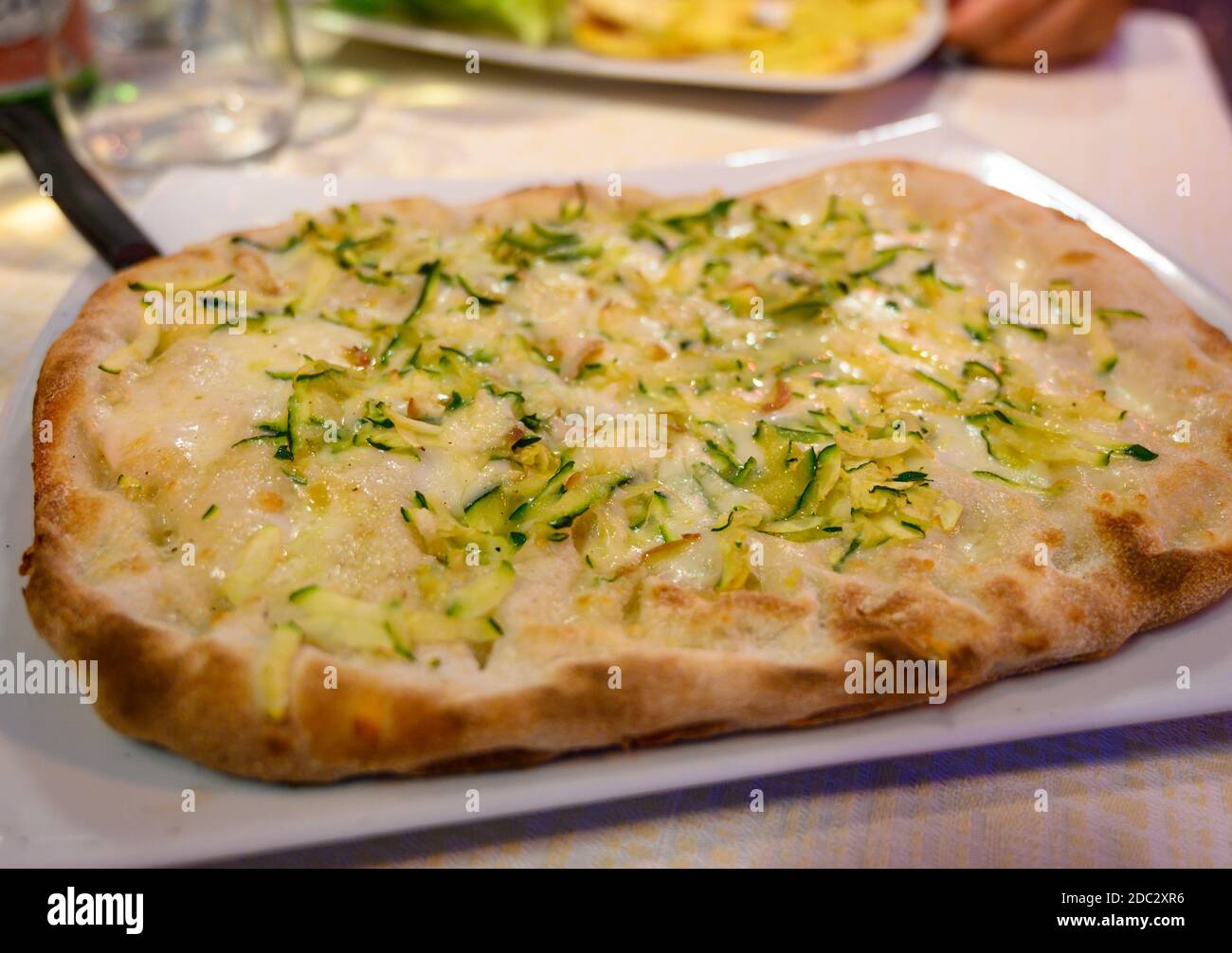 Pinsa romana, traditional italian food in Roma, variety of pizza close