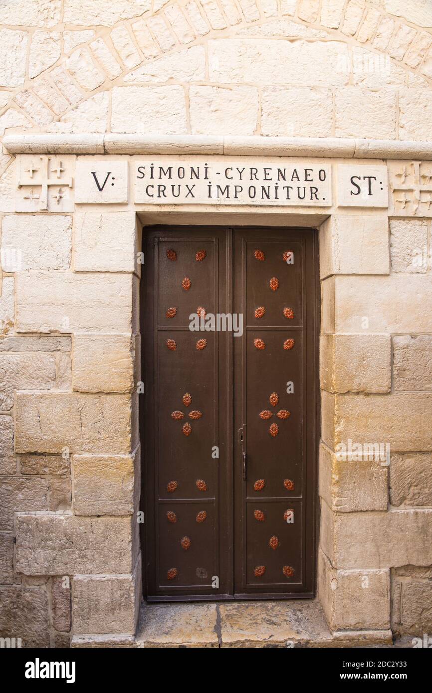 Israel, Jerusalem, Via Dolorosa - 5th station, Franciscan  church Stock Photo