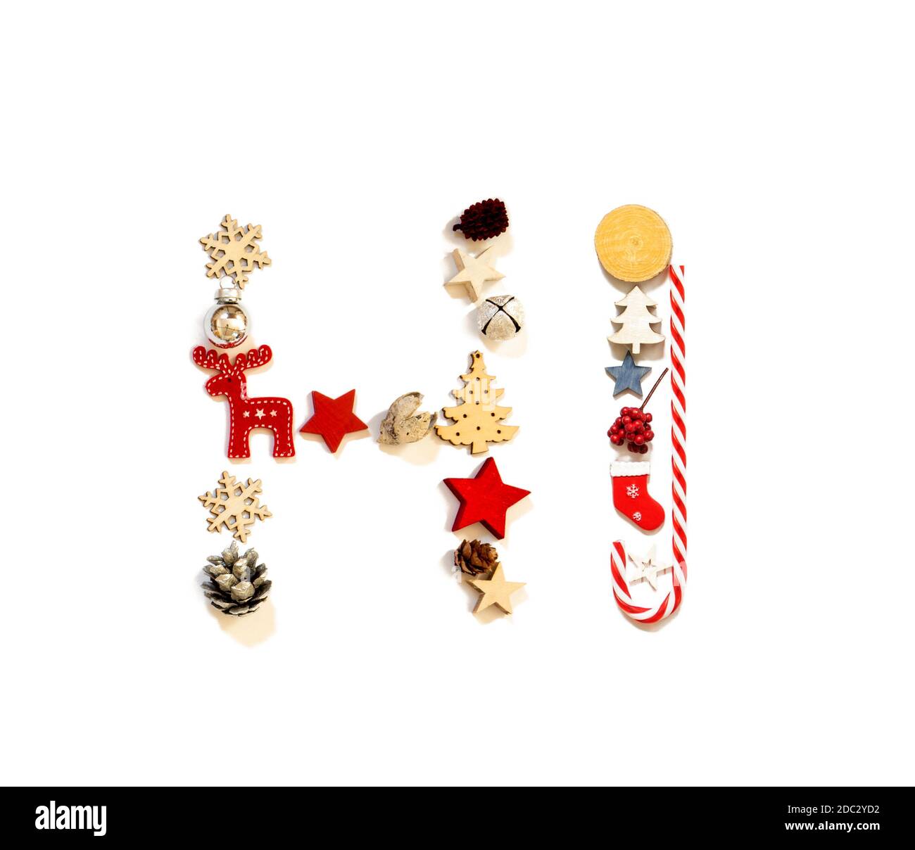 Colorful Christmas Decoration Letter Building English Word Hi. Festive