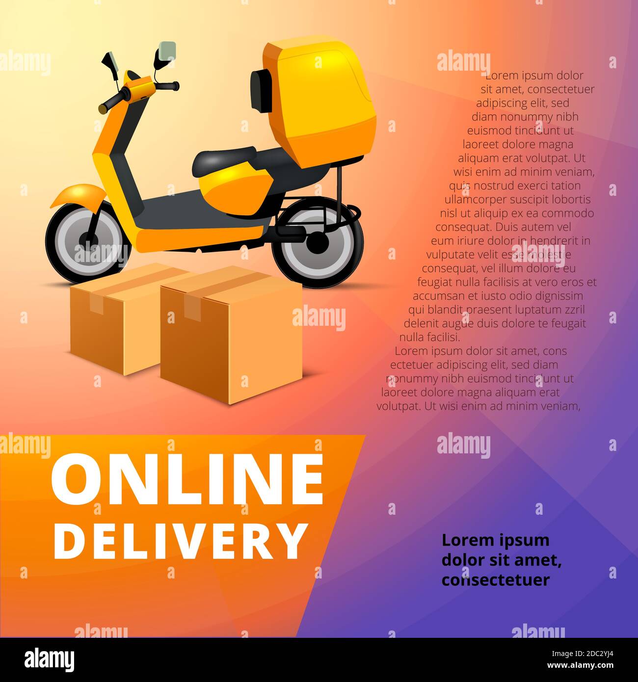 Realistic concept of online delivery with bike for delivery service,  e-commerce, online shopping, delivering gifts, receiving package from  courier to Stock Vector Image & Art - Alamy