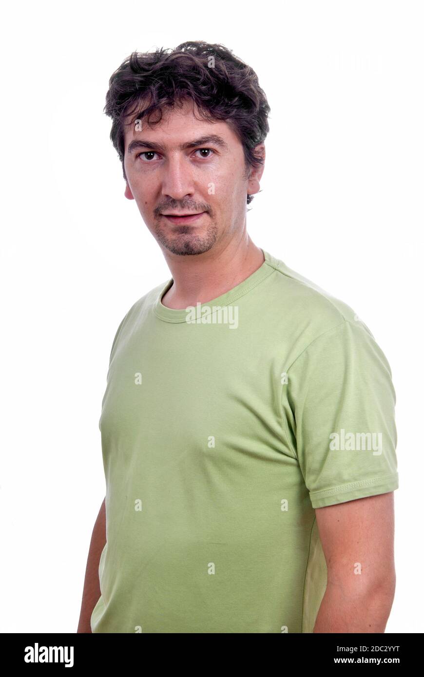 Casual young man portrait isolated on white background Stock Photo - Alamy