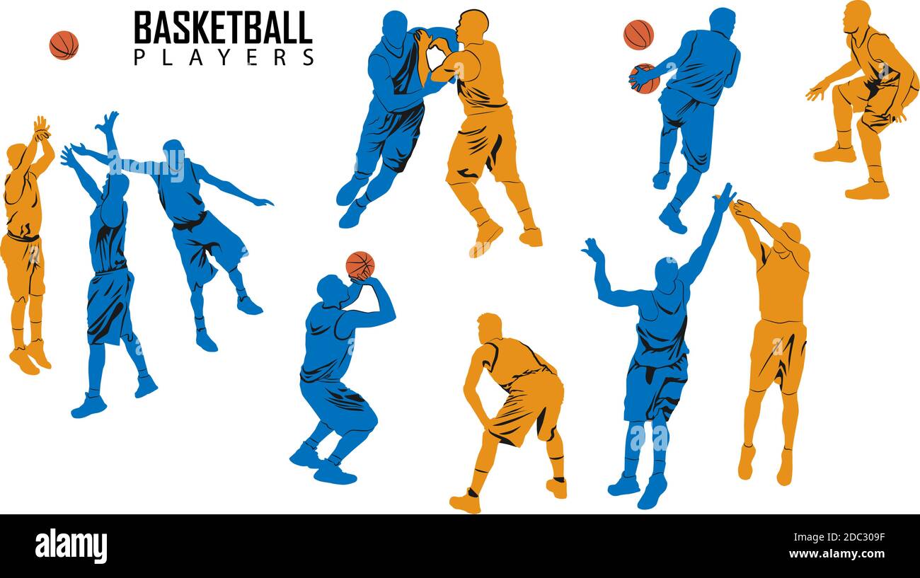 Basketball Players. Game situation attack, fight, throw, protection