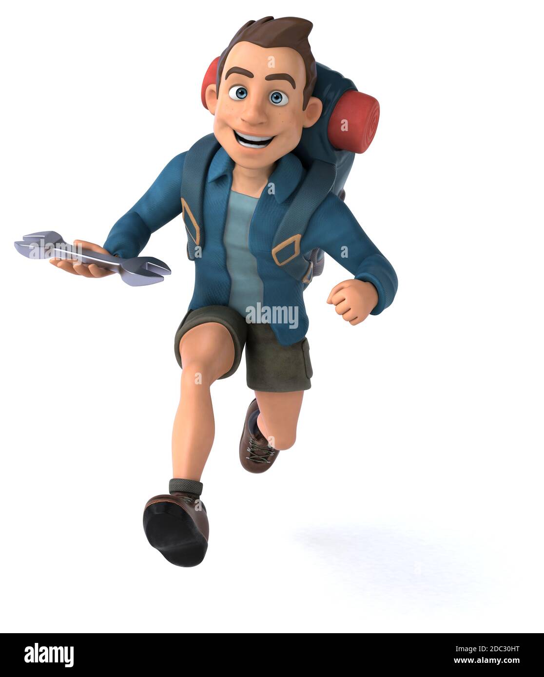 Fun illustration of a 3D cartoon backpacker Stock Photo - Alamy