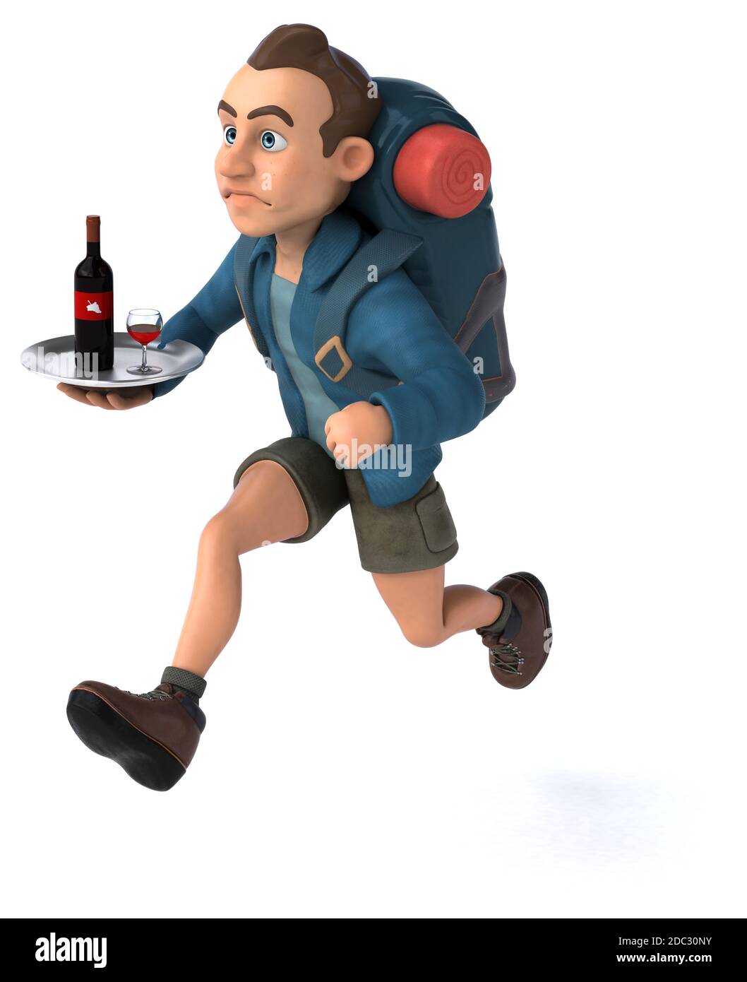 Fun illustration of a 3D cartoon backpacker Stock Photo - Alamy