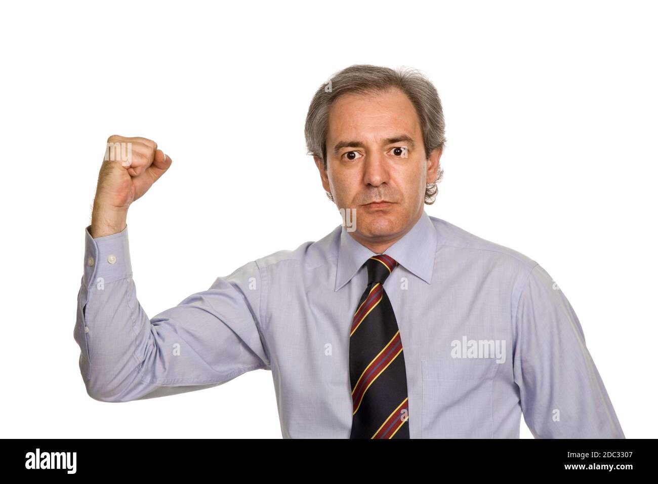 successful business man with arms isolated on white Stock Photo - Alamy