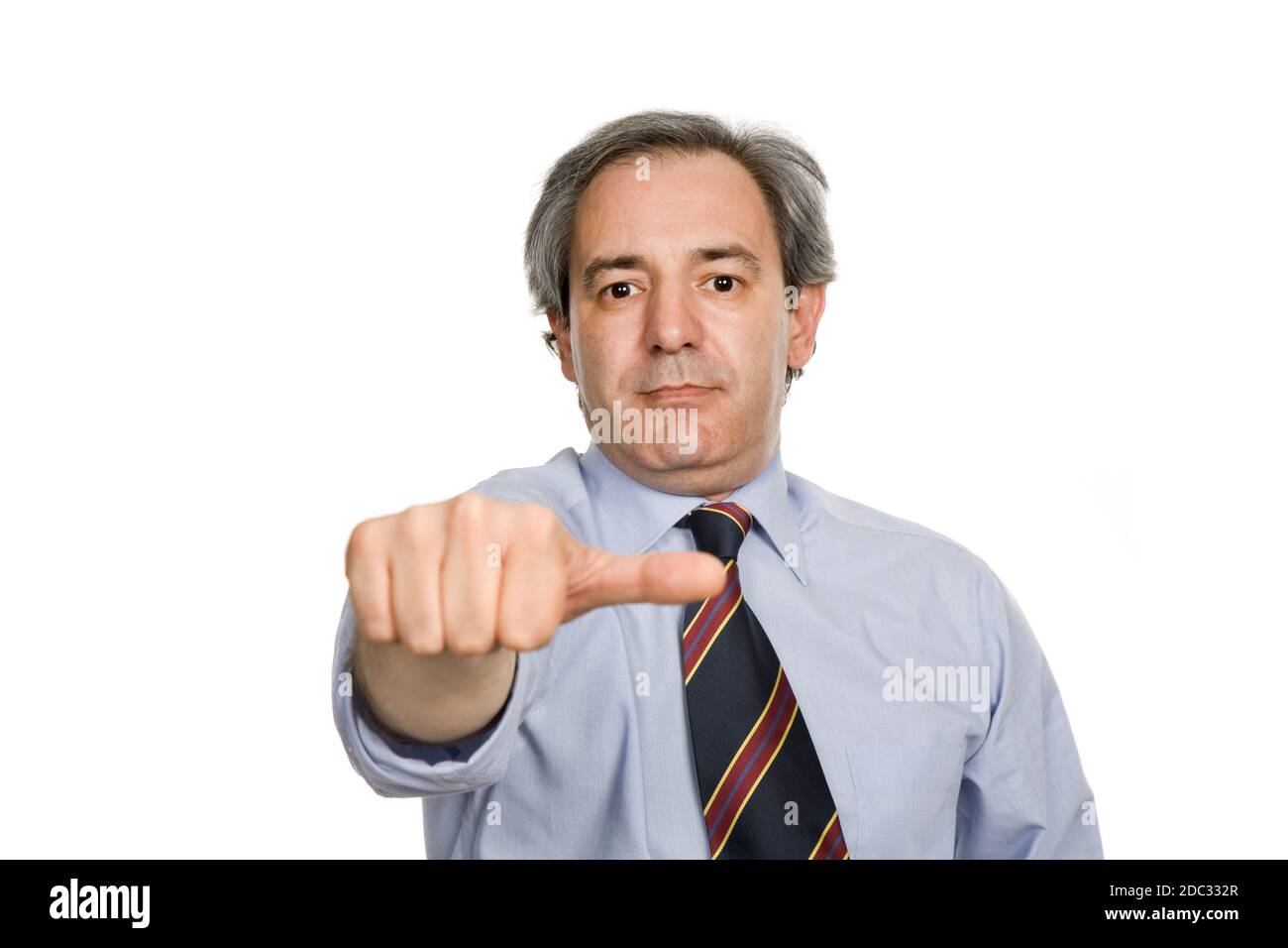 business man showing his thumb, isolated on white Stock Photo - Alamy