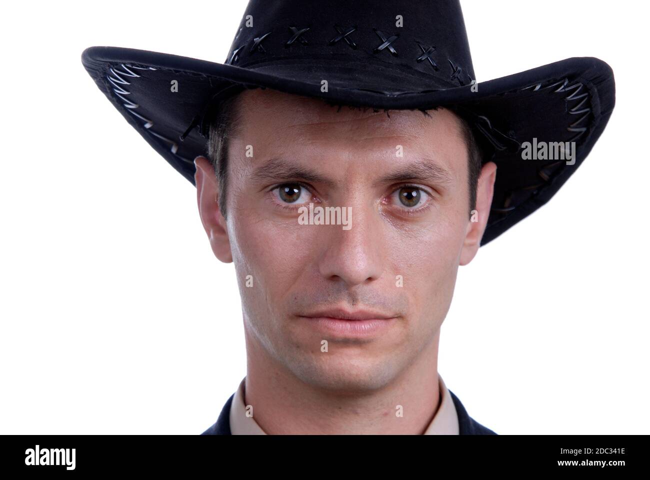 young business men with cowboy hat portrait Stock Photo Alamy