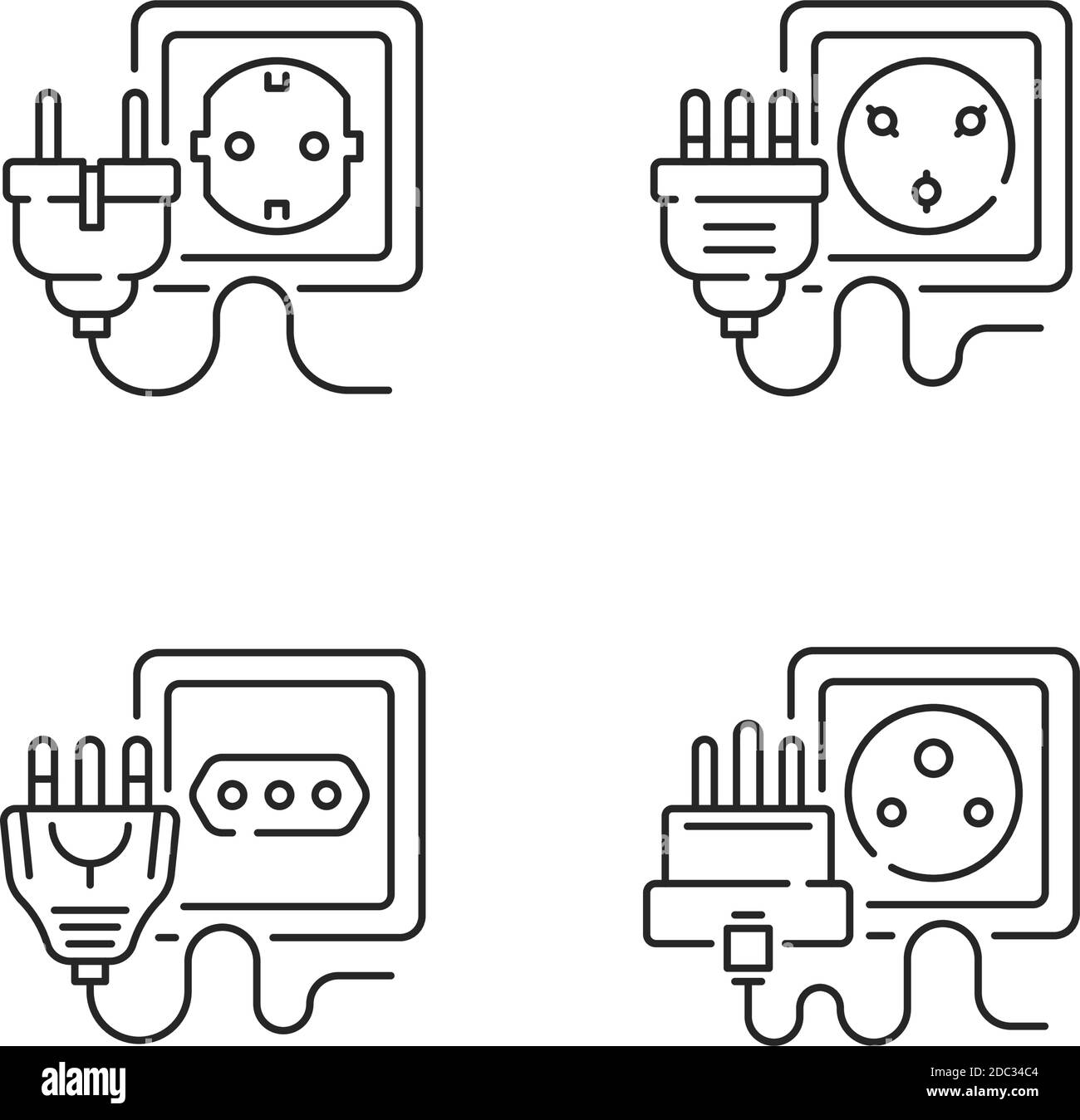 Different sockets linear icons set Stock Vector Image & Art Alamy