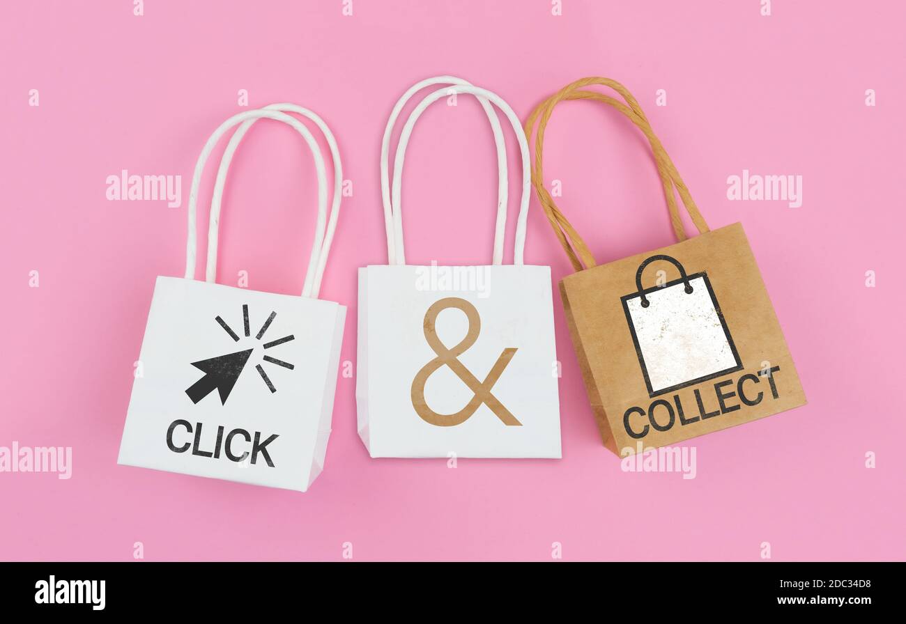 click and collect concept, buy online and collect in local store Stock Photo