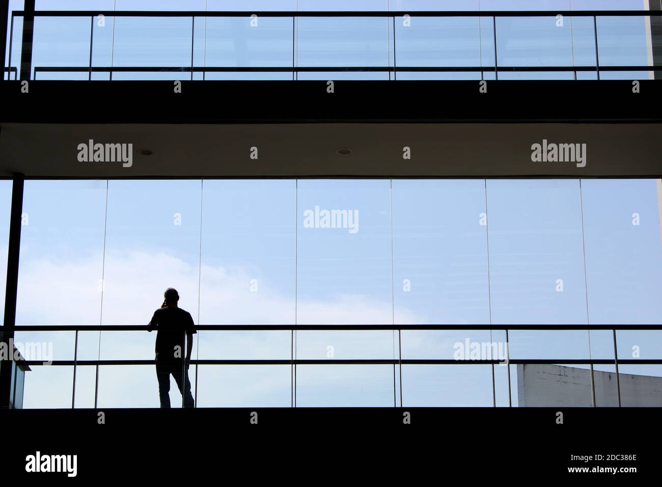 young man inside a modern office building Stock Photo