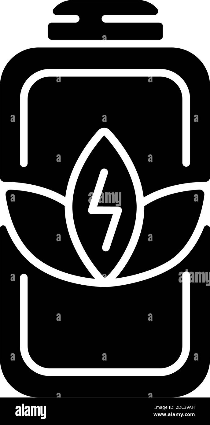 Battery charge saving black glyph icon Stock Vector Image & Art - Alamy
