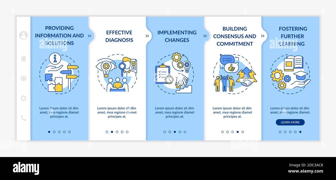 Business counseling stages onboarding vector template Stock Vector
