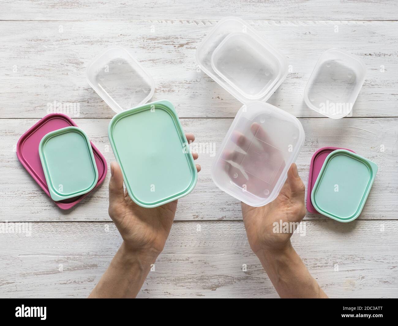 Plastic containers for transportation and storage food products Stock