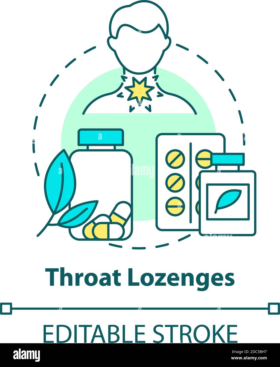 Throat lozenges concept icon Stock Vector