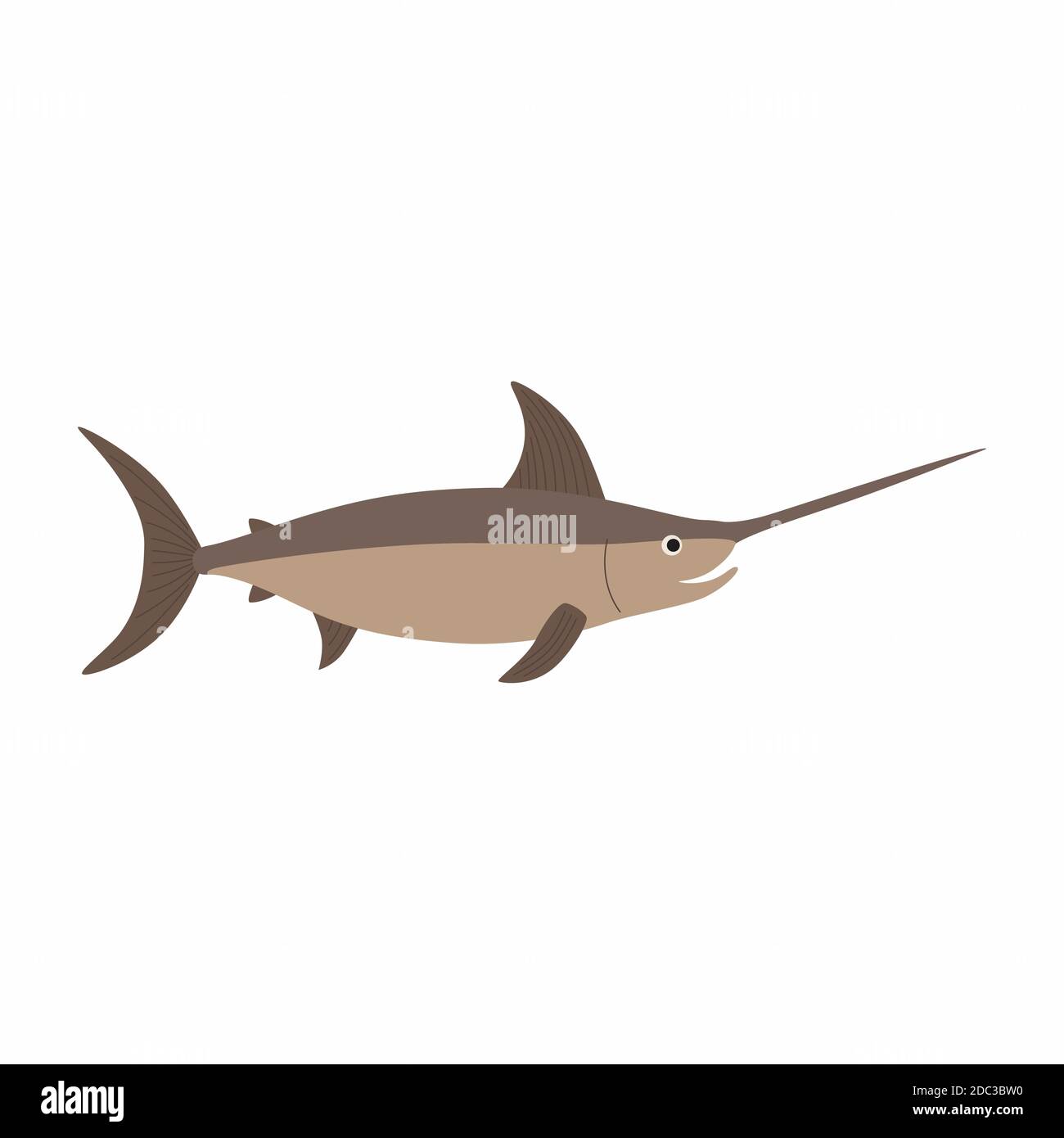 Swordfish. Vector illustration isolated on white background. Stock Vector