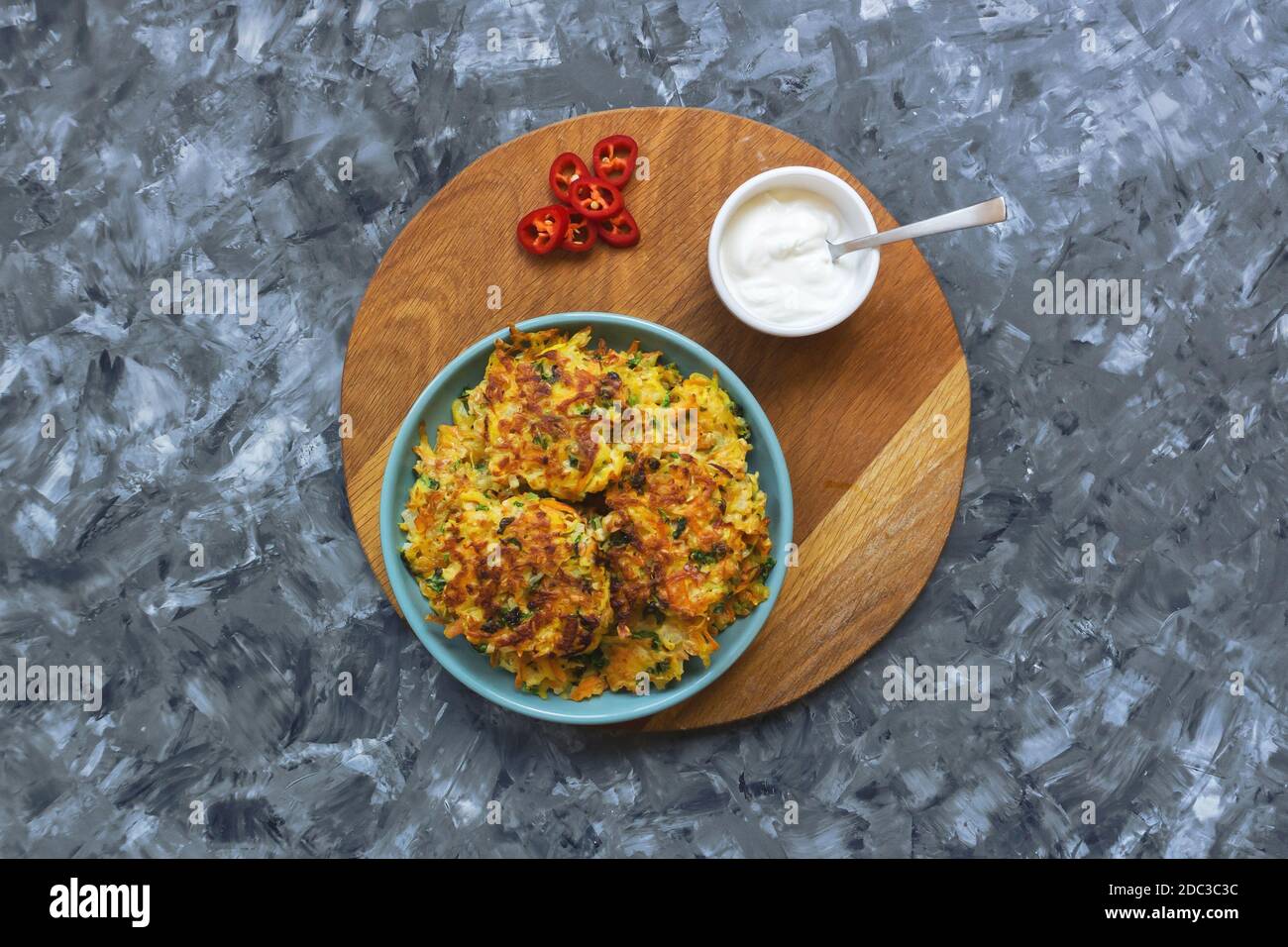 Iranian food. Organic vegetable cutlets. Top view Stock Photo