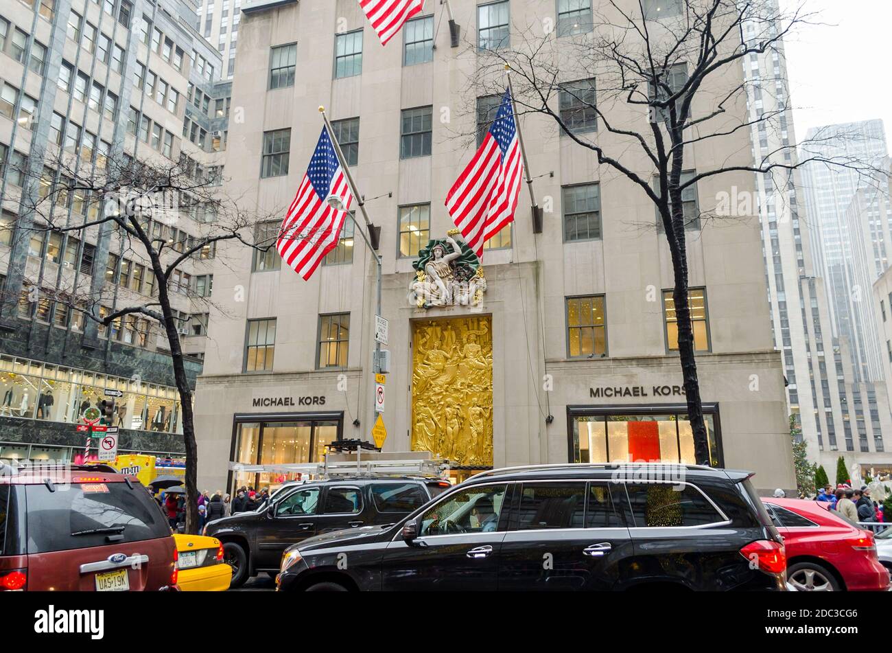 Michael Kors Store Entrance in Manhattan on Christmas Holidays. Busy