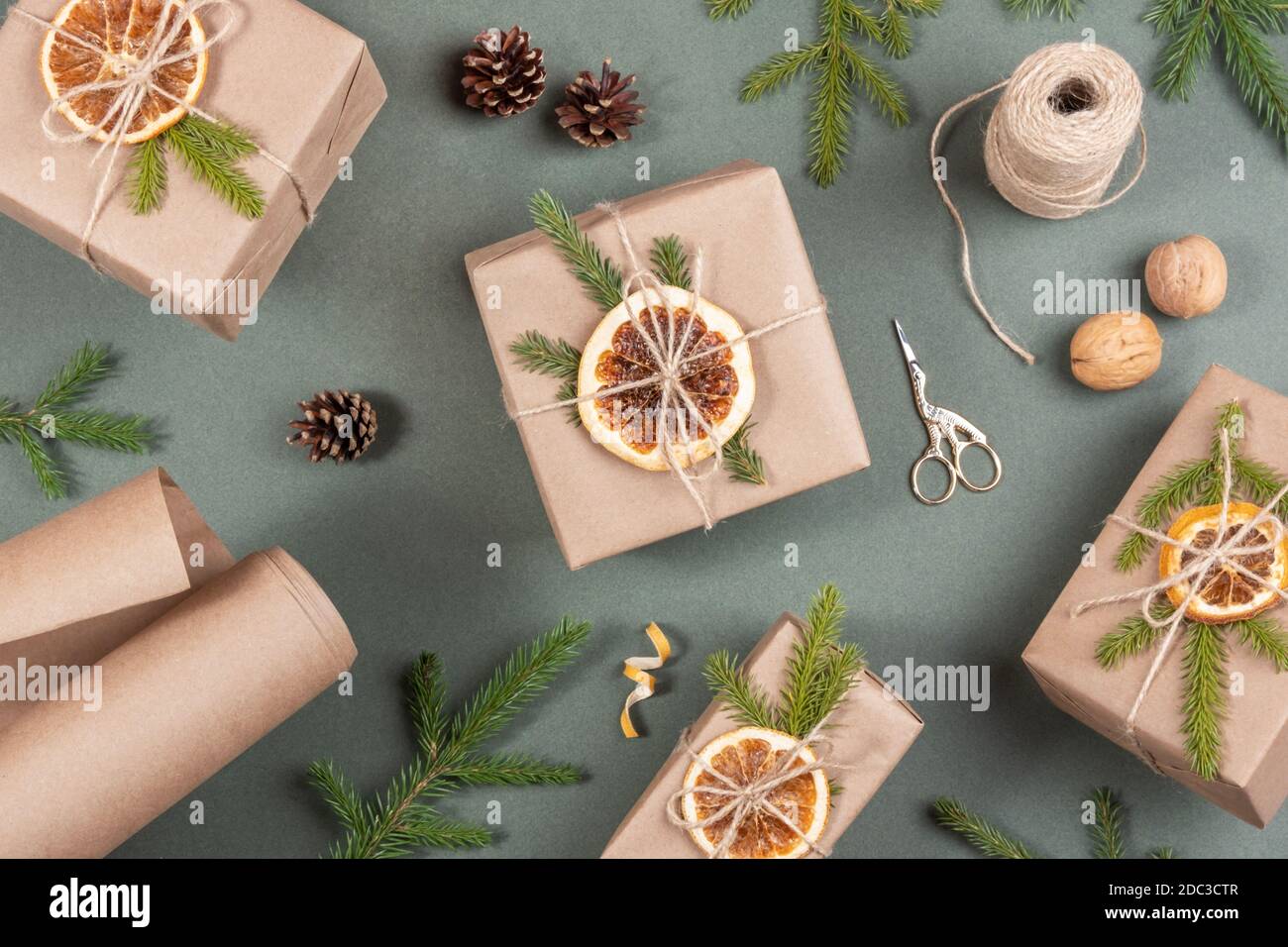 Gifts, Scissors & Wrapping Paper in Sunlight, Stock Image – Her