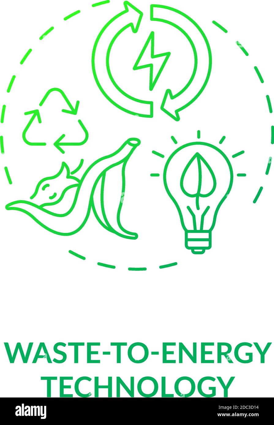 Waste to energy technology green gradient concept icon Stock Vector