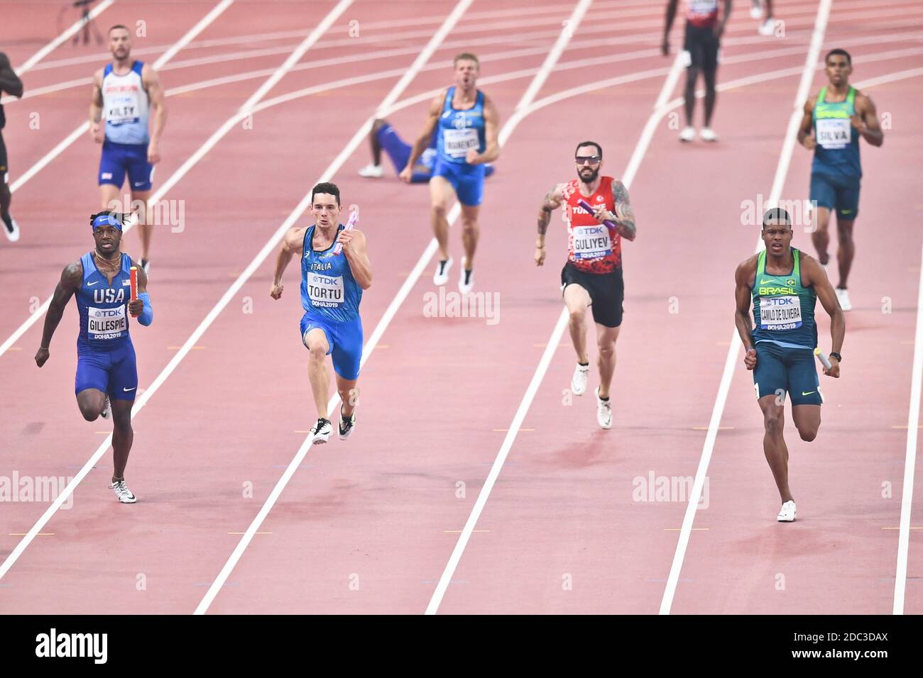 4x100 Relay Cravon Gillespie Usa Filippo Tortu Ita Ramil Guliyev Tur Camilo De Oliveira Bra Iaaf World Athletics Championships Doha 19 Stock Photo Alamy 4x100 Relay Cravon Gillespie Usa Filippo Tortu Ita Ramil Guliyev Tur Camilo De Oliveira Bra Iaaf World Athletics Championships Doha 19 Stock Photo Alamy