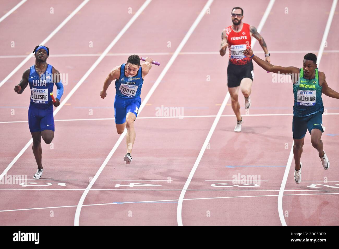 4x100 relay Cravon Gillespie (USA), Filippo Tortu (ITA), Ramil Guliyev