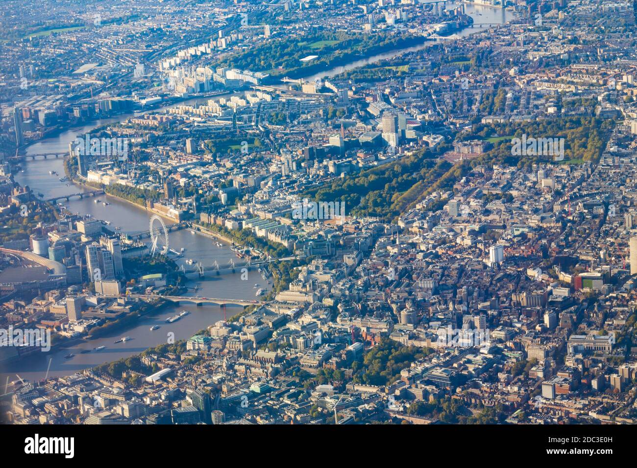 Aerial view over London, the capital city of England. Stock Photo