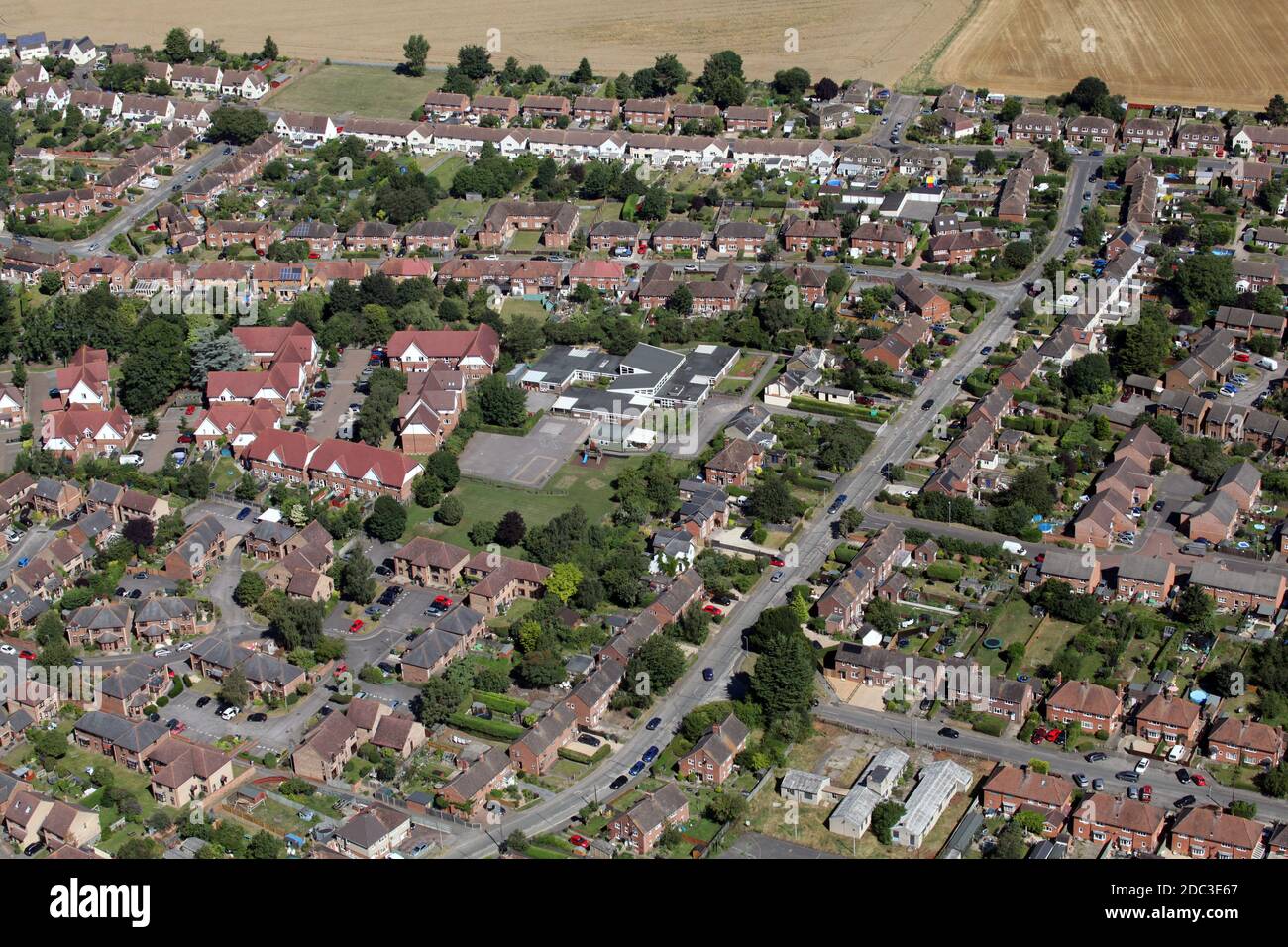 aerial view of St. Nicholas C of E Infant School, Wallingford, Oxfordshire, UK Stock Photo