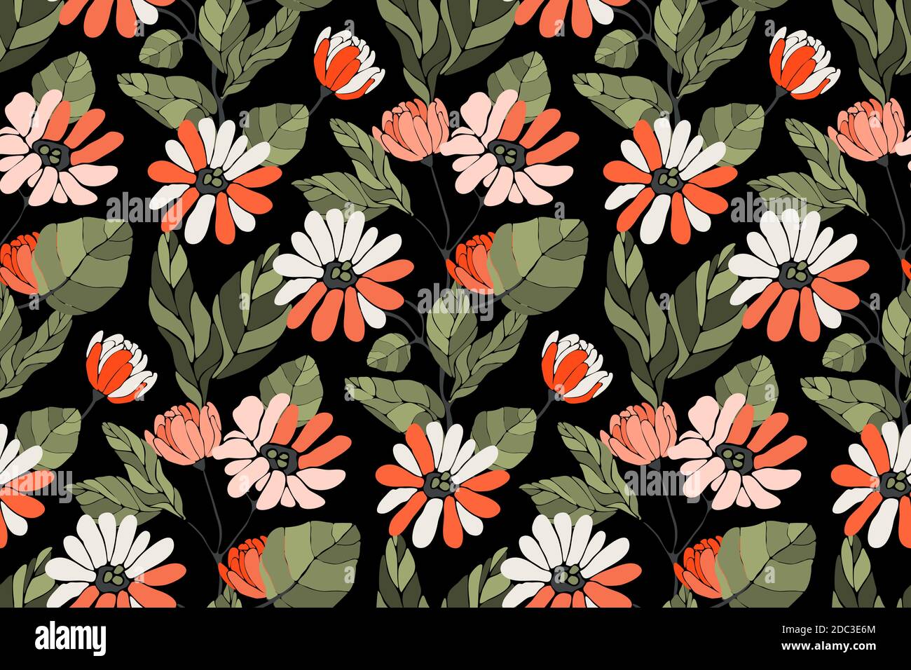 Art floral vector seamless pattern. Autumn background. Stock Vector