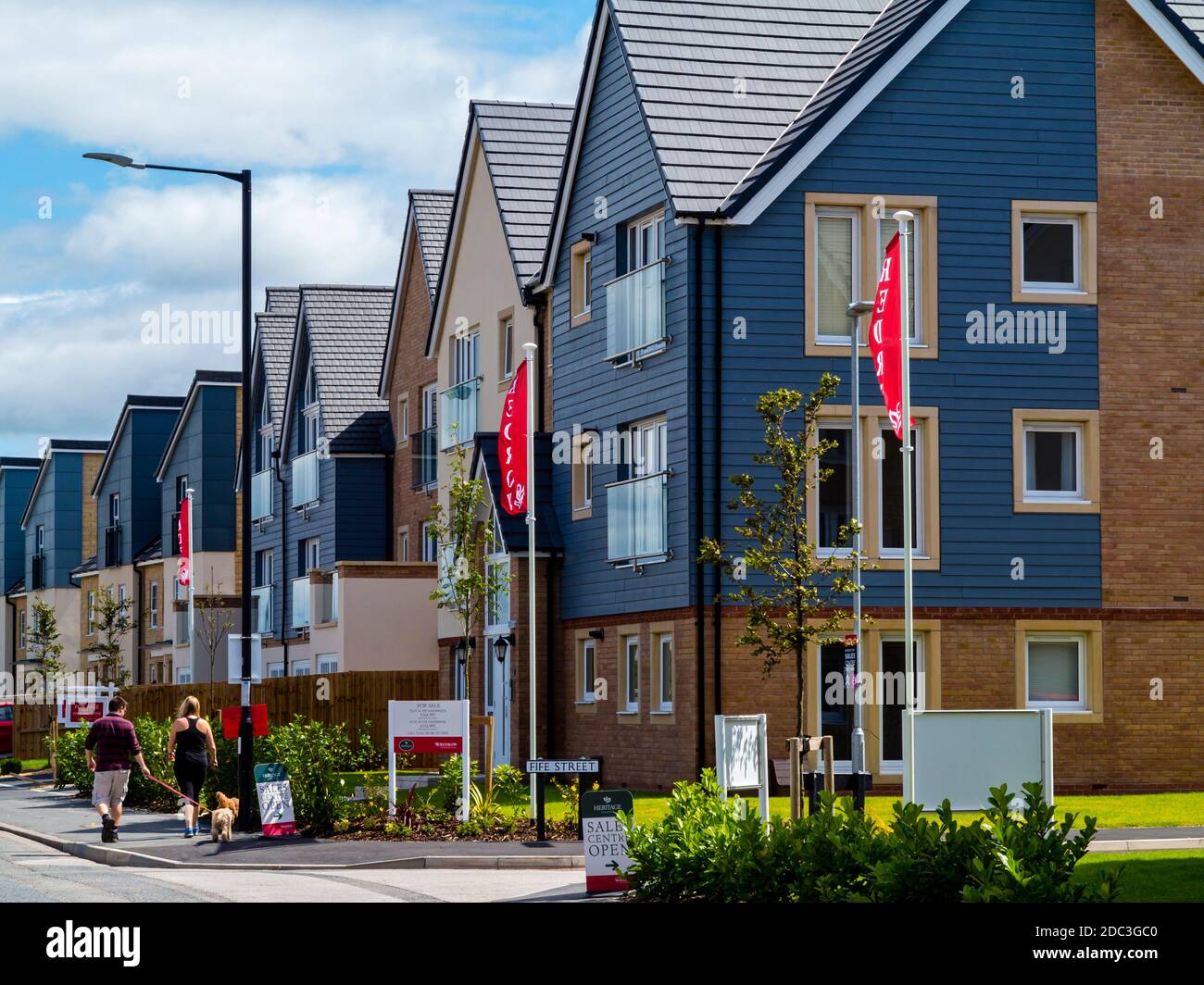 Newly built houses on a development near the River Lune in Lancaster Lancashire England UK Stock Photo