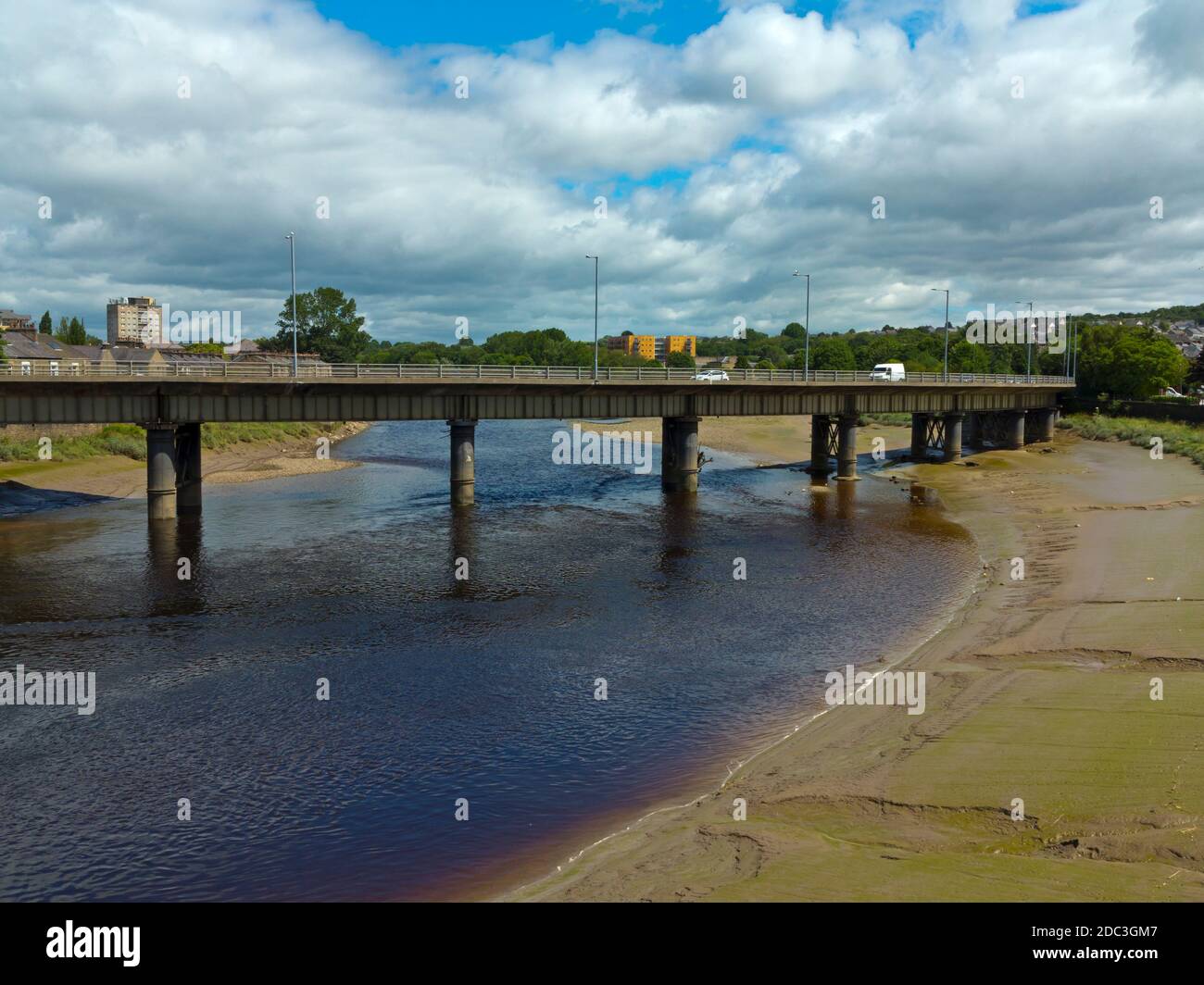 Road bridge over the River Lune in Lancaster a city in Lancashire north west England UK. Stock Photo