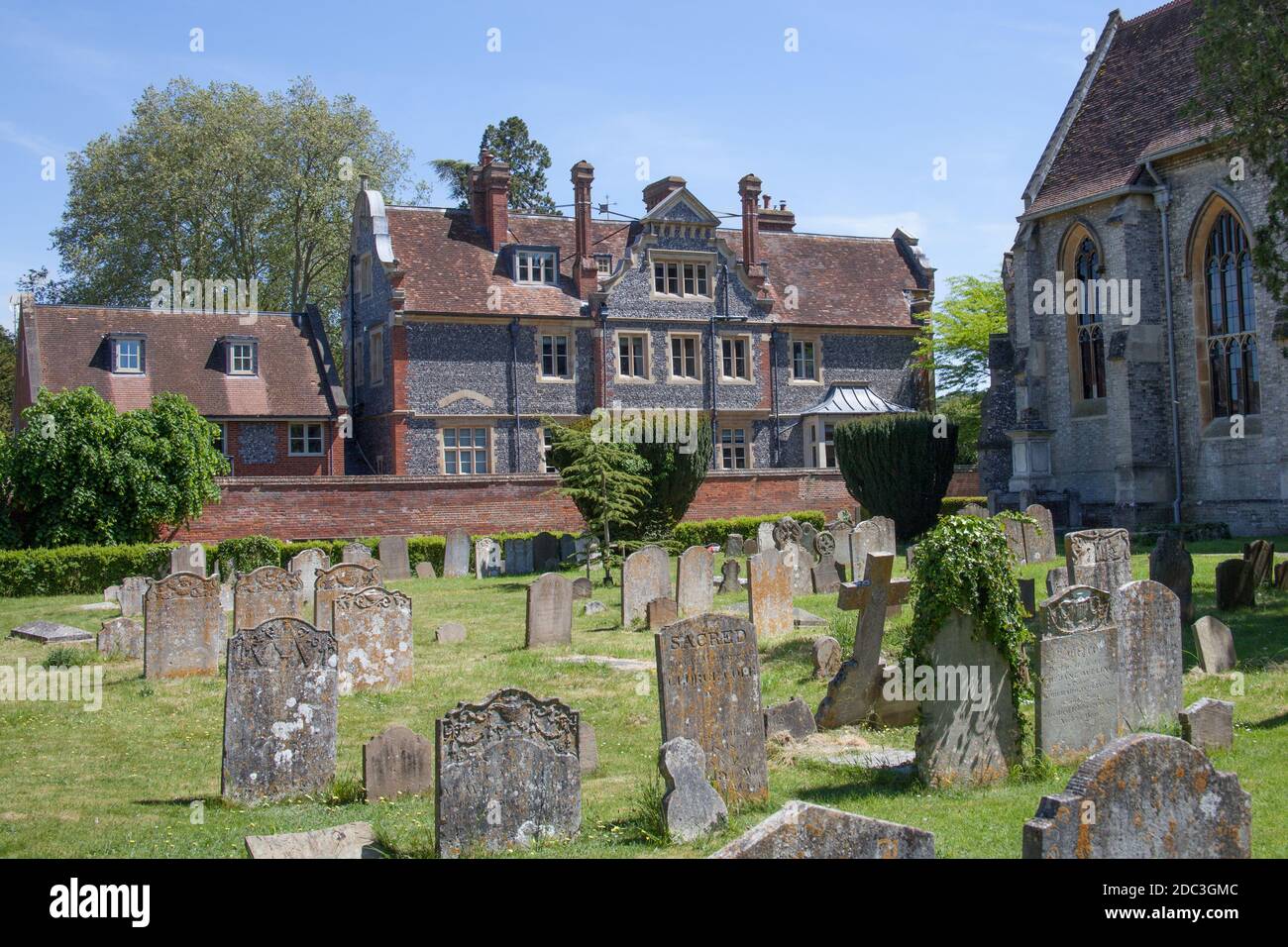 Views of Marlow from All Saints Church grounds in Buckinghamshire in the UK Stock Photo