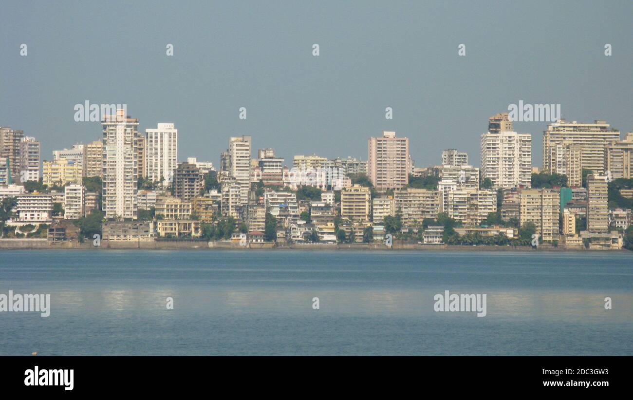 A view of skyscrapers on the ocean front at Mumbai India on 8 November 2009 Stock Photo